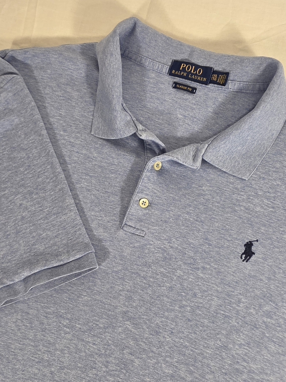 Polo by Ralph Lauren Classic Fit Heather Blue Polo Shirt XXL NICE!